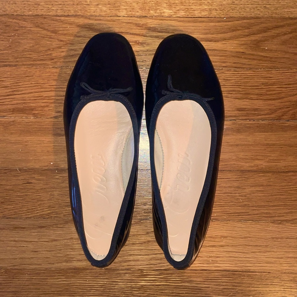 Jcrew patent faux leather ballet flats black 7